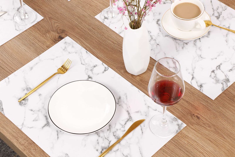 Jovono Marble Faux Leather PU Placemats, Set of 4, Washable, Stain Resistant for Dining Room Kitchen Table Decor - Image 5